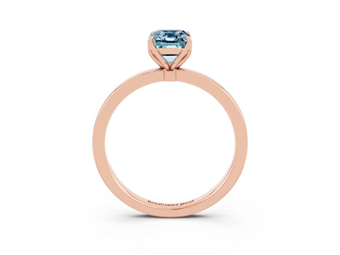 Rose gold Emerald Cut Solitaire Diamond Ring with Thin Band and Four-Prong Setting_3