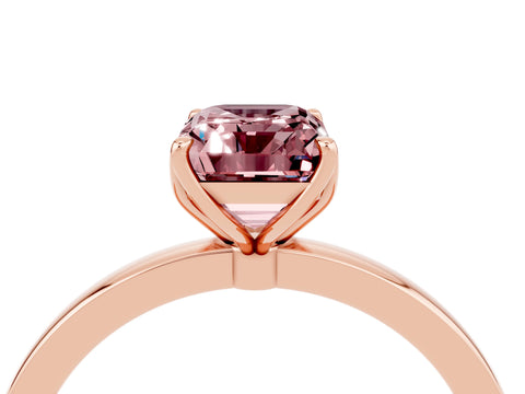 Rose gold Emerald Cut Solitaire Diamond Ring with Thin Band and Four-Prong Setting_4