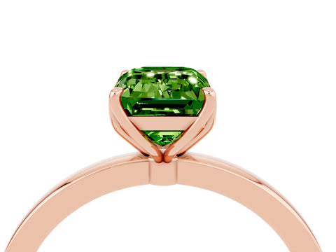 Rose gold Emerald Cut Solitaire Diamond Ring with Thin Band and Four-Prong Setting_4