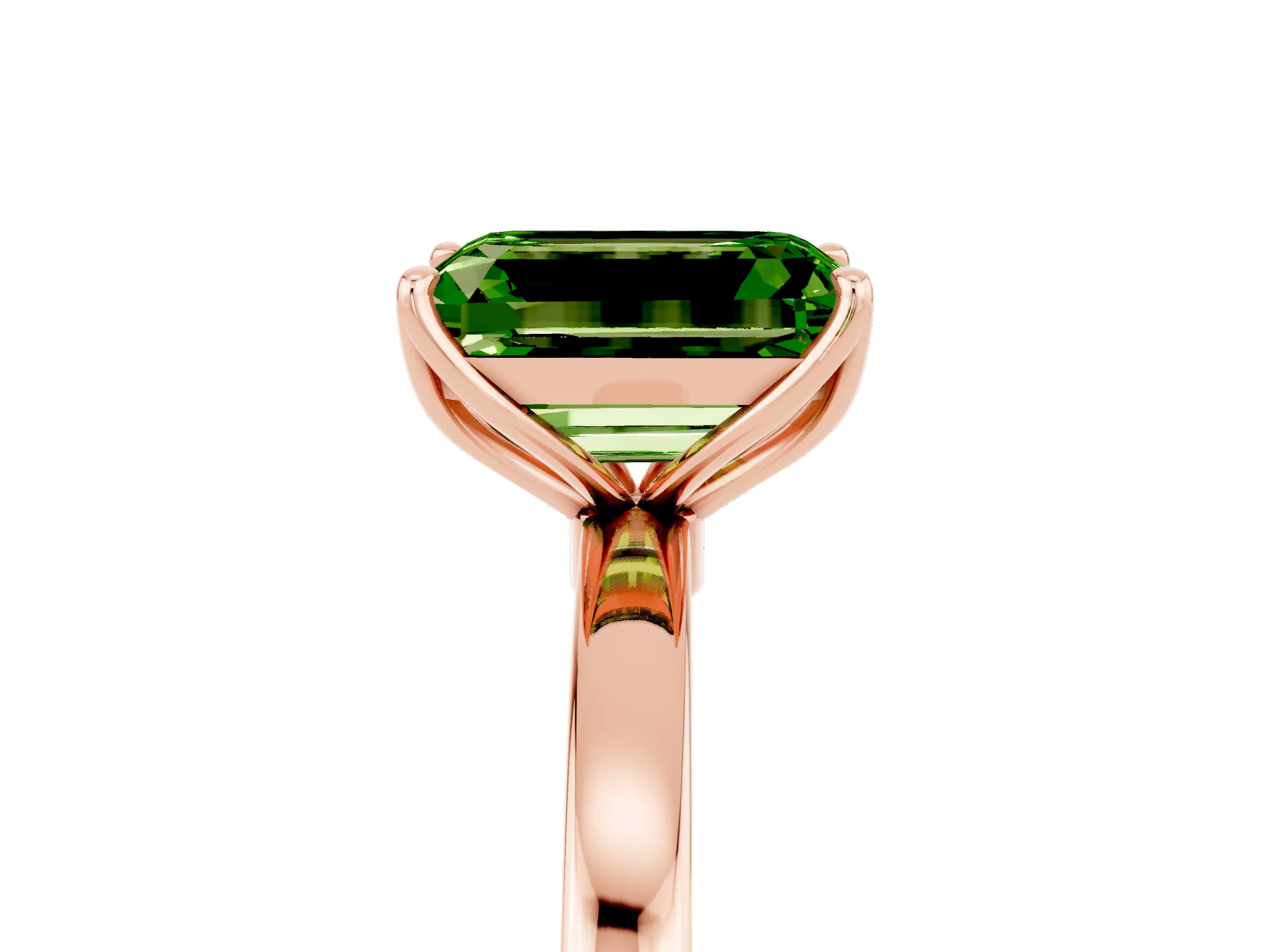 Rose gold Emerald Cut Solitaire Diamond Ring with Thin Band and Four-Prong Setting_5