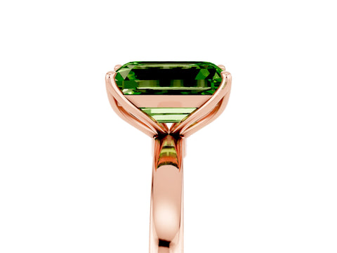 Rose gold Emerald Cut Solitaire Diamond Ring with Thin Band and Four-Prong Setting_5