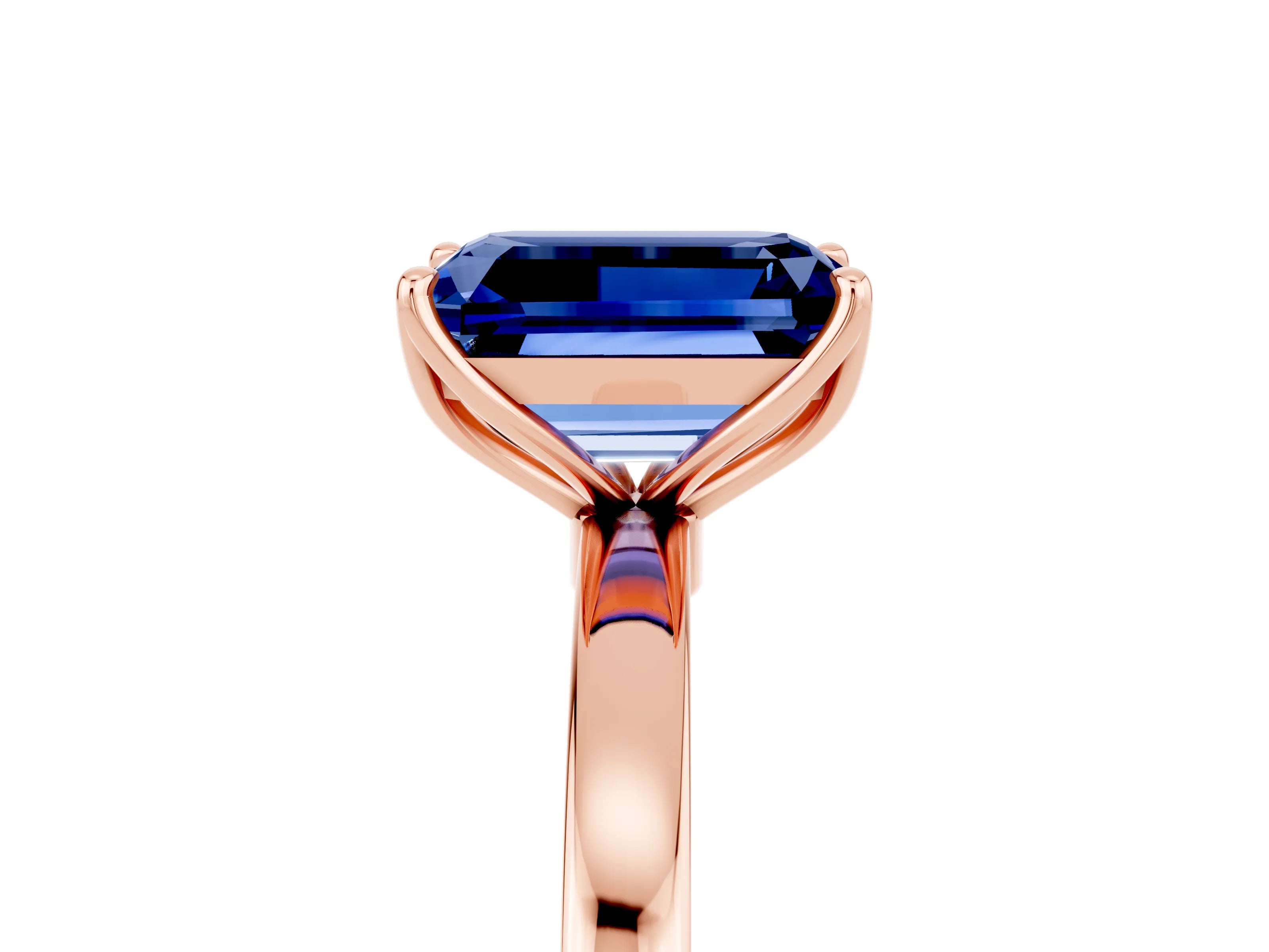 Rose gold Emerald Cut Solitaire Diamond Ring with Thin Band and Four-Prong Setting_5