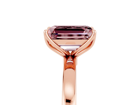 Rose gold Emerald Cut Solitaire Diamond Ring with Thin Band and Four-Prong Setting_5
