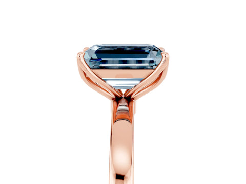Rose gold Emerald Cut Solitaire Diamond Ring with Thin Band and Four-Prong Setting_5