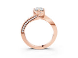 Rose gold Emerald Cut Solitaire Diamond Twist Band with Pavé Setting and Four-Prong Setting_6