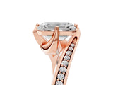 Rose gold Emerald Cut Solitaire Diamond Twist Band with Pavé Setting and Four-Prong Setting_8