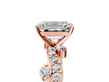Rose gold Emerald Cut Solitaire Diamond Twisted Band with Pave Setting_86