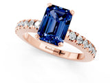 Rose gold Emerald Cut Solitaire Diamond with Pavé Band and Four-Prong Setting_1