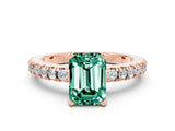 Rose gold Emerald Cut Solitaire Diamond with Pavé Band and Four-Prong Setting_12
