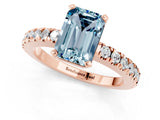 Rose gold Emerald Cut Solitaire Diamond with Pavé Band and Four-Prong Setting_13