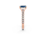 Rose gold Emerald Cut Solitaire Diamond with Pavé Band and Four-Prong Setting_14