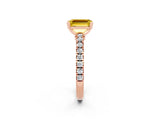 Rose gold Emerald Cut Solitaire Diamond with Pavé Band and Four-Prong Setting_14