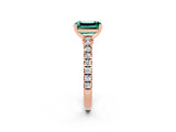 Rose gold Emerald Cut Solitaire Diamond with Pavé Band and Four-Prong Setting_14