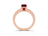 Rose gold Emerald Cut Solitaire Diamond with Pavé Band and Four-Prong Setting_15