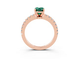 Rose gold Emerald Cut Solitaire Diamond with Pavé Band and Four-Prong Setting_15