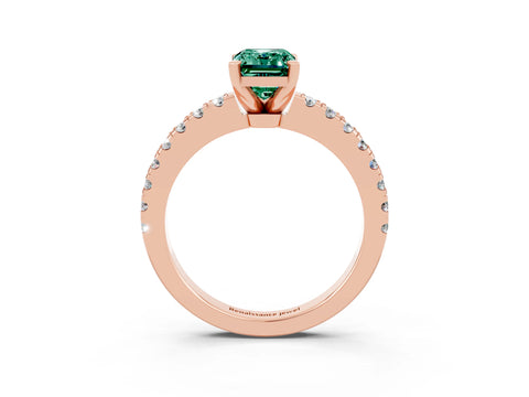 Rose gold Emerald Cut Solitaire Diamond with Pavé Band and Four-Prong Setting_15