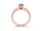 Rose gold Emerald Cut Solitaire Diamond with Pavé Band and Four-Prong Setting_15
