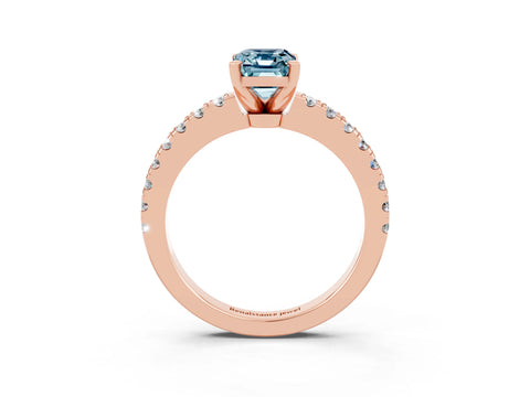 Rose gold Emerald Cut Solitaire Diamond with Pavé Band and Four-Prong Setting_15