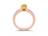 Rose gold Emerald Cut Solitaire Diamond with Pavé Band and Four-Prong Setting_15