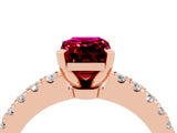 Rose gold Emerald Cut Solitaire Diamond with Pavé Band and Four-Prong Setting_16