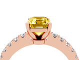 Rose gold Emerald Cut Solitaire Diamond with Pavé Band and Four-Prong Setting_16