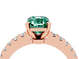 Rose gold Emerald Cut Solitaire Diamond with Pavé Band and Four-Prong Setting_16