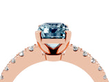 Rose gold Emerald Cut Solitaire Diamond with Pavé Band and Four-Prong Setting_16