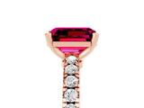 Rose gold Emerald Cut Solitaire Diamond with Pavé Band and Four-Prong Setting_17