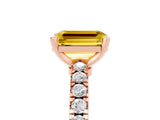 Rose gold Emerald Cut Solitaire Diamond with Pavé Band and Four-Prong Setting_17