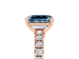 Rose gold Emerald Cut Solitaire Diamond with Pavé Band and Four-Prong Setting_17
