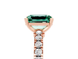 Rose gold Emerald Cut Solitaire Diamond with Pavé Band and Four-Prong Setting_17