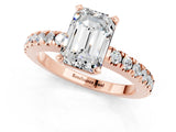 Rose gold Emerald Cut Solitaire Diamond with Pavé Band and Four-Prong Setting_1