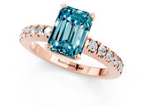 Rose gold Emerald Cut Solitaire Diamond with Pavé Band and Four-Prong Setting_1