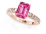 Rose gold Emerald Cut Solitaire Diamond with Pavé Band and Four-Prong Setting_1