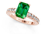 Rose gold Emerald Cut Solitaire Diamond with Pavé Band and Four-Prong Setting_1