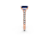 Rose gold Emerald Cut Solitaire Diamond with Pavé Band and Four-Prong Setting_2