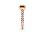 Rose gold Emerald Cut Solitaire Diamond with Pavé Band and Four-Prong Setting_2
