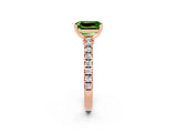 Rose gold Emerald Cut Solitaire Diamond with Pavé Band and Four-Prong Setting_2
