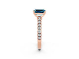 Rose gold Emerald Cut Solitaire Diamond with Pavé Band and Four-Prong Setting_2