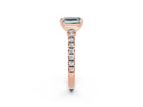 Rose gold Emerald Cut Solitaire Diamond with Pavé Band and Four-Prong Setting_2