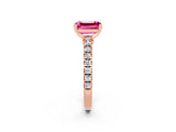 Rose gold Emerald Cut Solitaire Diamond with Pavé Band and Four-Prong Setting_2