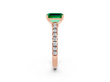 Rose gold Emerald Cut Solitaire Diamond with Pavé Band and Four-Prong Setting_2