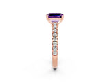 Rose gold Emerald Cut Solitaire Diamond with Pavé Band and Four-Prong Setting_2