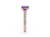 Rose gold Emerald Cut Solitaire Diamond with Pavé Band and Four-Prong Setting_2