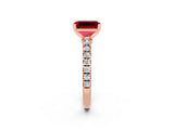 Rose gold Emerald Cut Solitaire Diamond with Pavé Band and Four-Prong Setting_2