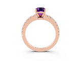 Rose gold Emerald Cut Solitaire Diamond with Pavé Band and Four-Prong Setting_3