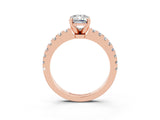 Rose gold Emerald Cut Solitaire Diamond with Pavé Band and Four-Prong Setting_3