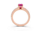 Rose gold Emerald Cut Solitaire Diamond with Pavé Band and Four-Prong Setting_3