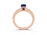 Rose gold Emerald Cut Solitaire Diamond with Pavé Band and Four-Prong Setting_3