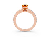 Rose gold Emerald Cut Solitaire Diamond with Pavé Band and Four-Prong Setting_3